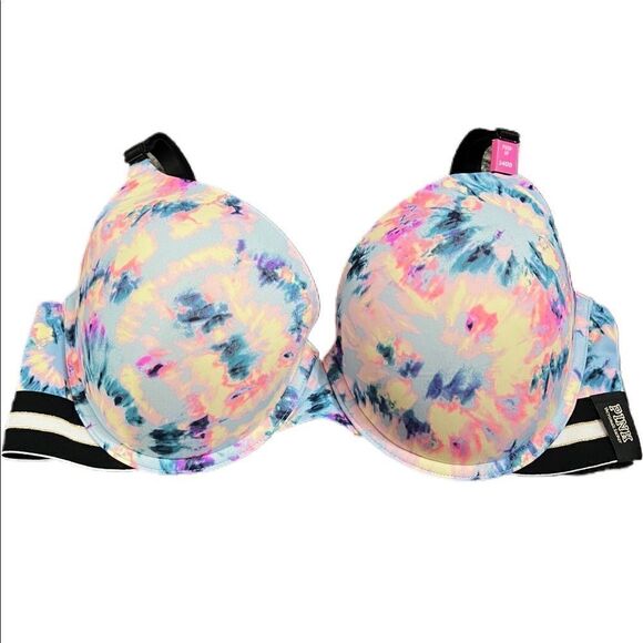 Victoria’s Secret Pink Wear everywhere Push Up Padded bra multicolor tie dye 34D - Picture 1 of 3